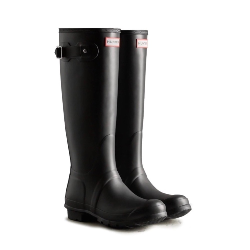 Hunter Womens Original Tall Rain Boots Black Matte‎ Rubber WFT1000RMA Size 8